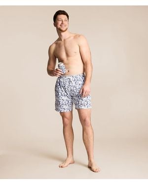 Tropical Bros Busch Light Bass Lures Stretch Swim Trunks - Blue