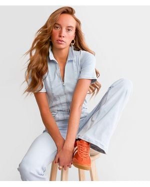 Free People Jayde Denim Flared Jumpsuit - White