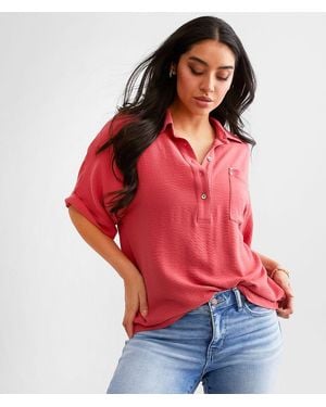 BKE Chest Pocket Henley - Red