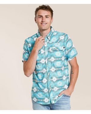Rock & Roll Denim Aztec Tek Stretch Shirt - Blue