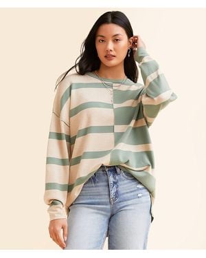 BKE Checkered Tunic Pullover - Natural