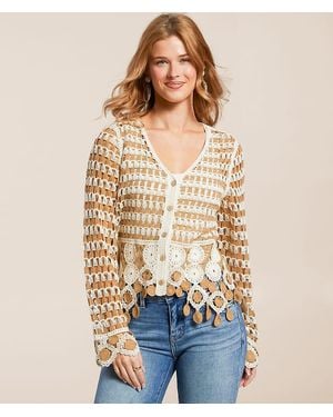 Daytrip Mixed Stitch Crochet Cardigan - Blue