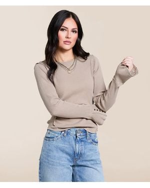 Gilded Intent Washed Rib Knit Top - Blue