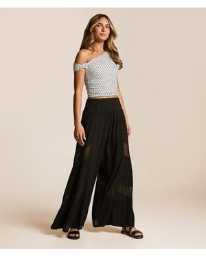 Angie Crochet Beach Pant - Black