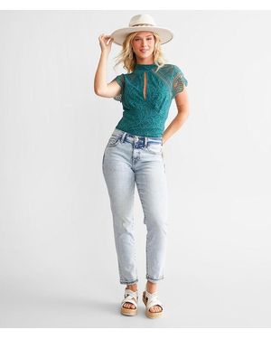 Willow & Root The Low Rise Mom Jean - Blue