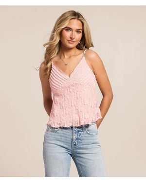Willow & Root Lace Cropped Tank Top - Pink