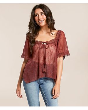 Daytrip Embroidered Floral Mesh Top