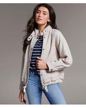 BKE Textured Mock Neck Jacket - Gray