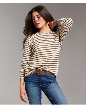 BKE Textured Stripe Top - White