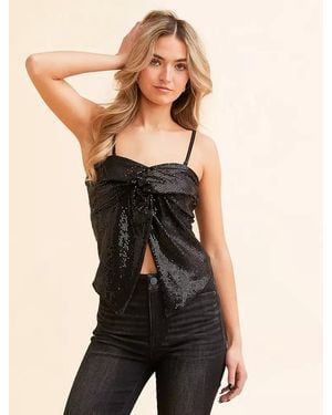 Willow & Root Sequin Twist Front Tube Top - Black