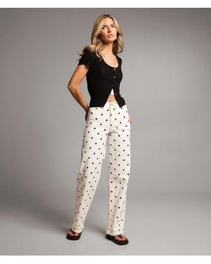 BKE Billie Polka Dot Wide Leg Stretch Jean - White