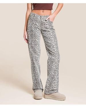 Hidden Jeans Tatum Leopard Print Dad Stretch Jean - Gray