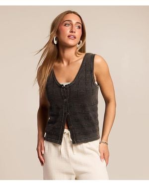 Gilded Intent Washed Sweater Tank Top - Black