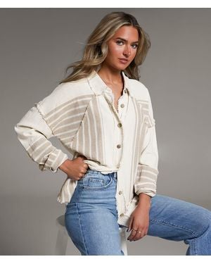 BKE Pieced Stripe Shirt - Gray