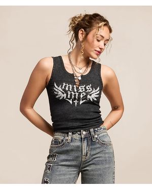 Miss Me Rhinestone Tank Top - Black