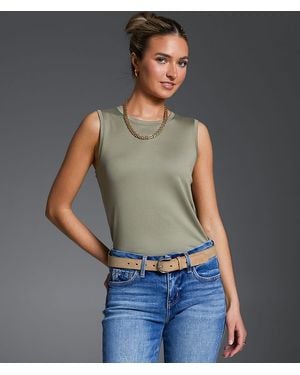 Buckle Black Ruched Tank Top - Green