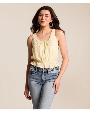Willow & Root Floral Crinkle Lace Tank Top - Blue