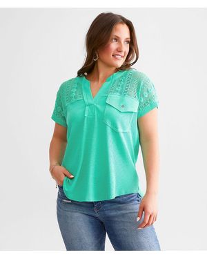 Daytrip Pieced Crochet Top - Green