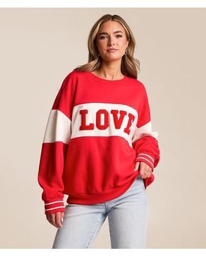 Z Supply Lounge Love Oversized Pullover - Red