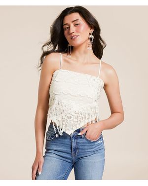 Miss Me Floral Lace Hanky Tank Top - Blue