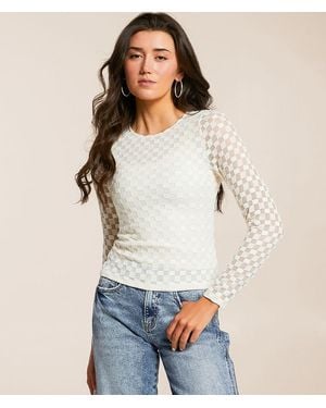 Willow & Root Checkered Mesh Top - White