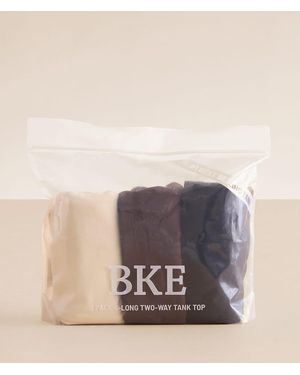 BKE Core 3 Pack Two Way Basic Tank Top Set - Natural