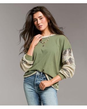 BKE Raw Edge Washed Top - Gray
