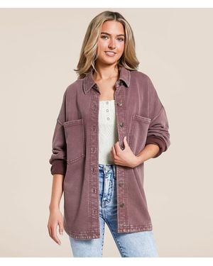 Z Supply All Day Knit Washed Shacket - Red