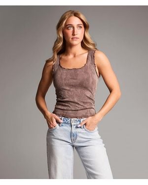 BKE Floral Textured Tank Top - Gray