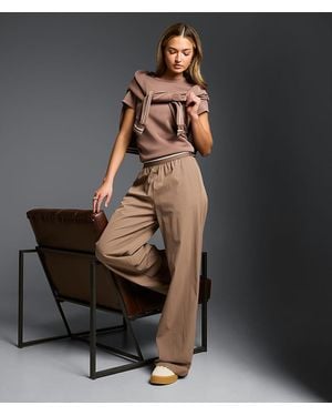 Buckle Black Wide Leg Track Pant - Black