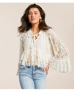 Blue B Lace Peplum Top - Blue