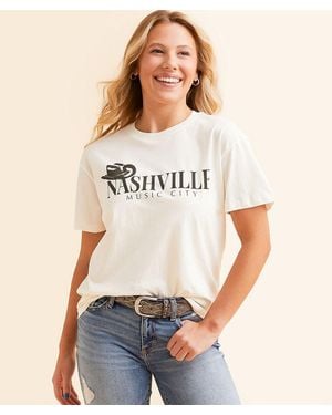 Modish Rebel Nashville Music City Boyfriend T-Shirt - White