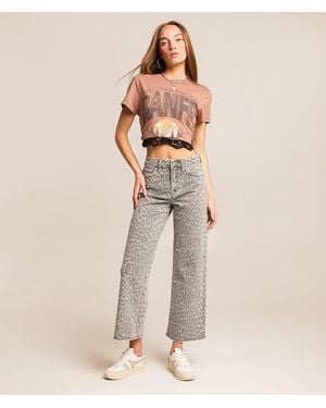 VERVET by Flying Monkey;Flying Monkey Vervet By Flying Monkey Olivia Leopard Wide Cropped Jean - Natural