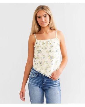 Willow & Root Floral Mesh Tank Top - Blue