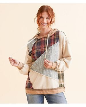 BKE Pieced Plaid Hoodie - Natural