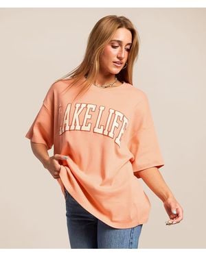 Modish Rebel Lake Life Oversized T-Shirt - Orange
