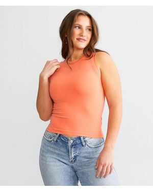 BKE The High Neck Contour Tank Top - Orange