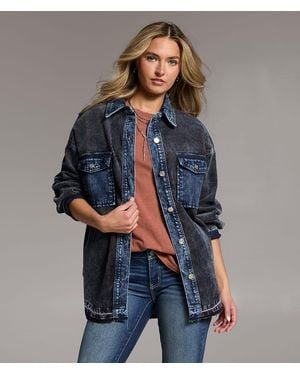 BKE Corduroy Denim Shacket - Blue