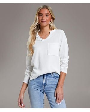 BKE Textured Knit Top - White