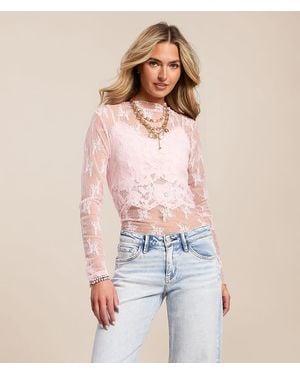 Willow & Root Floral Mesh Top - Pink