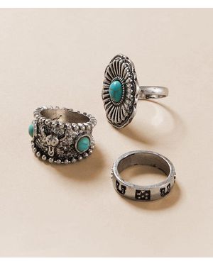 Sterling & Stitch 3 Pack Western Ring Set - Natural
