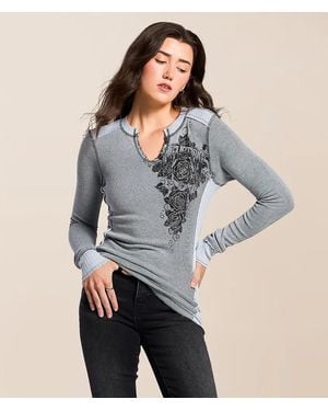 Affliction Secret Garden Reversible Washed Thermal - Gray