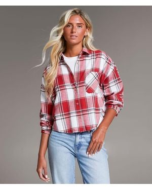 BKE Flannel Cropped Shirt - Red