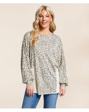 Daytrip Pieced Cheetah Print Top - Natural
