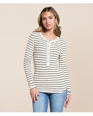Z Supply Katya Striped Henley - White