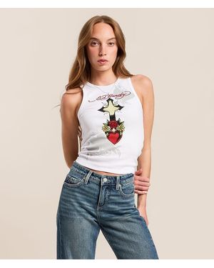 Ed Hardy Cross Heart Tank Top - Blue