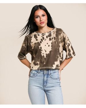 Gilded Intent Cow Print Cropped T-Shirt - Blue