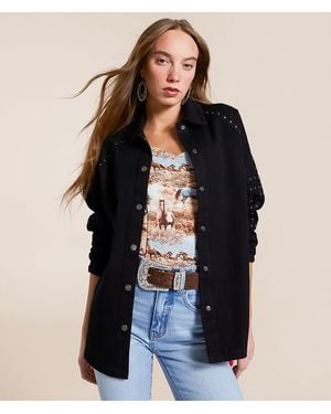 Blue B Studded Denim Jacket - Blue