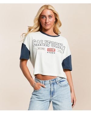 FITZ + EDDI California Color Block Cropped T-Shirt - White