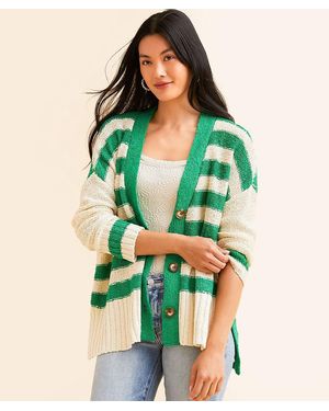 Veveret Striped Cardigan Sweater - Green